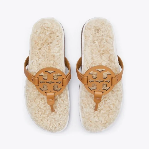NWT! Tory Burch Miller Cloud Shearling Sandals w/box and dust bag - Picture 4 of 9